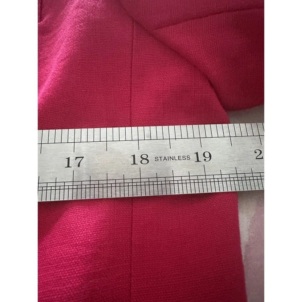 Vtg 90s Valerie Stevens Petites Pink 100% Linen Double Breasted‎ Blazer Sz 10P